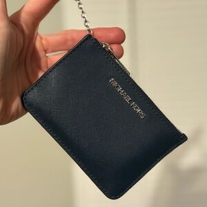 Michael Kors Jet Set Travel Navy Blue Saffiano Leather Zip Coin Purse Bag Charm